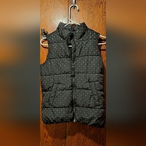 Old Navy Black Polka Dot Puffer Kids Vest